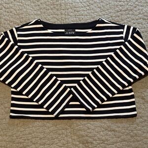 J.CREW Striped Boxy Cropped Heavyweight Boatneck Tee